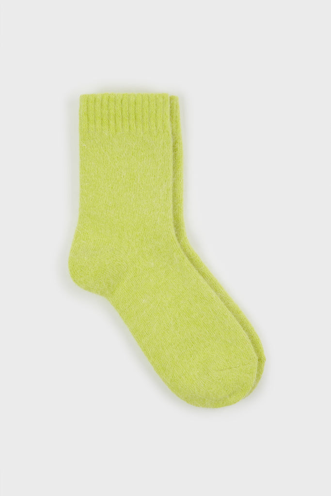 Lime angora ribbed ankle trim socks_1