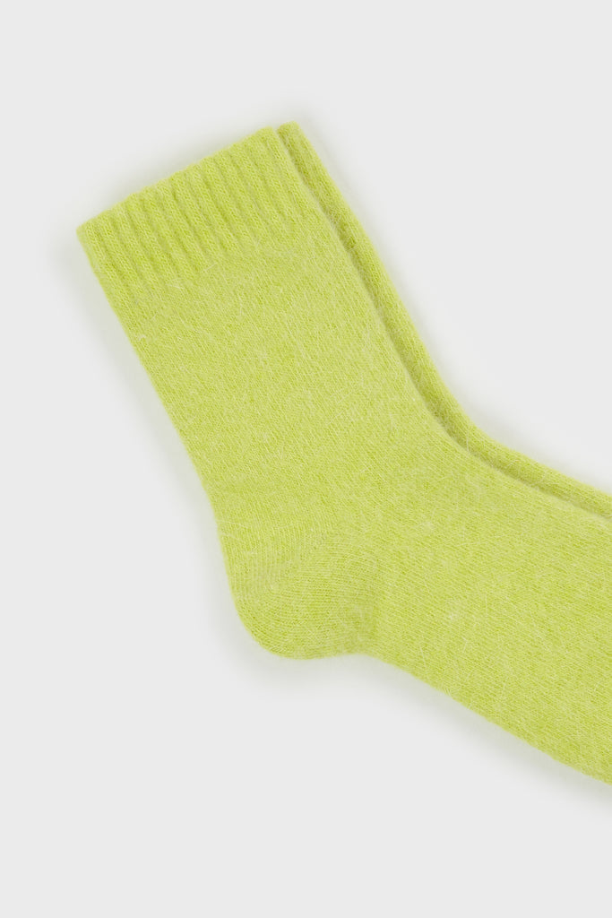 Lime angora ribbed ankle trim socks_2