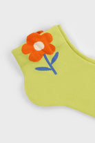 Lime giant orange flower ankle socks_2