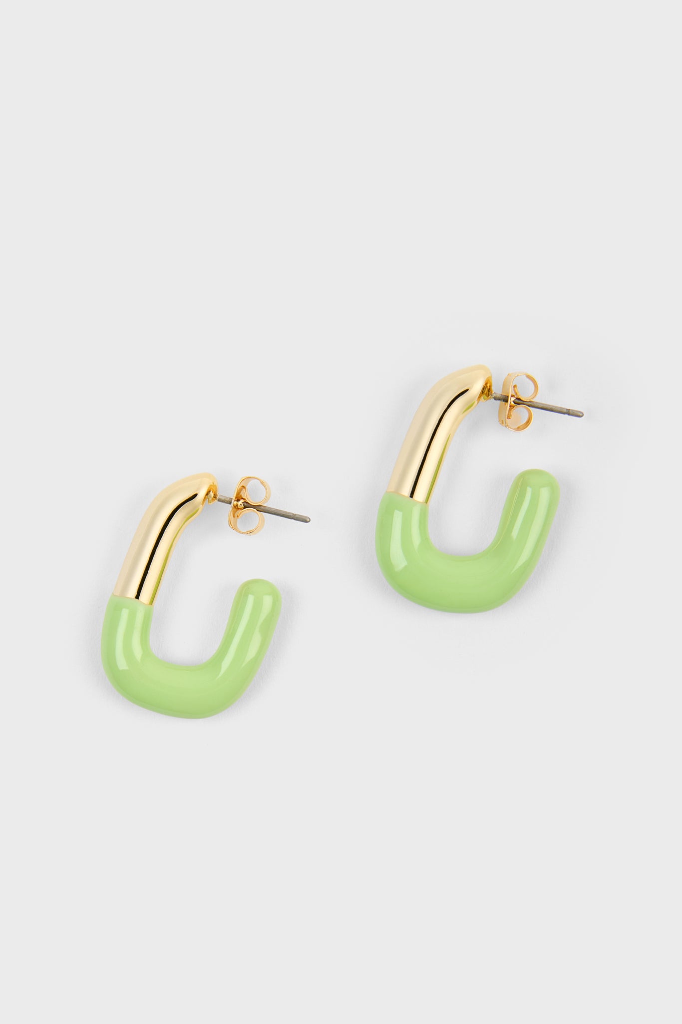 Lime green enamel dipped gold square large hoop earrings_1