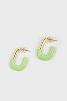 Lime green enamel dipped gold square large hoop earrings_1
