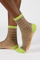 Lime green sheer horizontal stripe socks_1