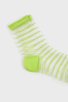 Lime green sheer horizontal stripe socks_4