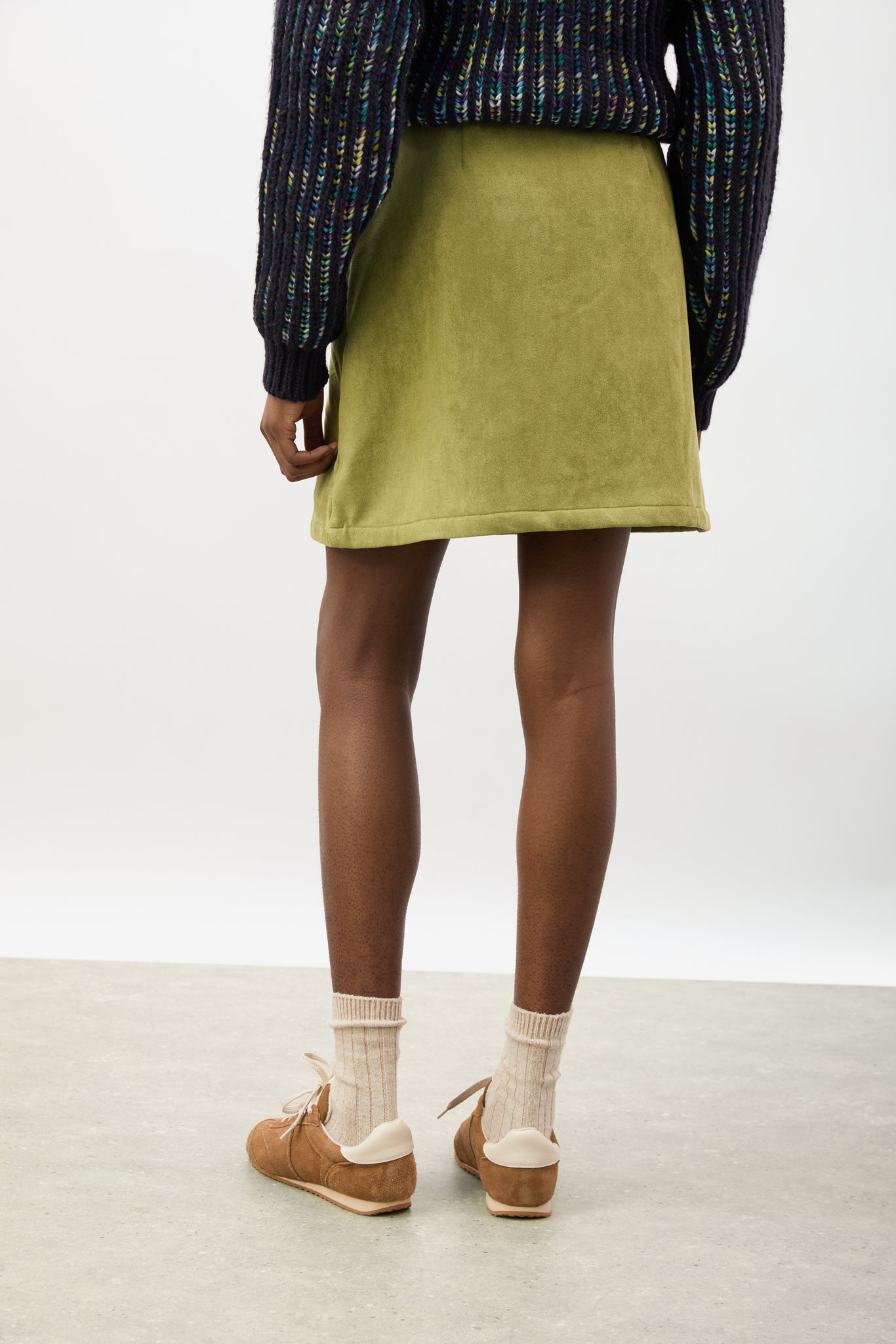 Lime green vegan suede mini skirt_2