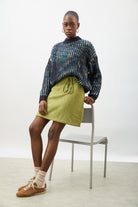 Lime green vegan suede mini skirt_5