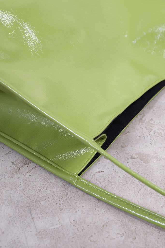 Lime green high shine PVC tote bag_5