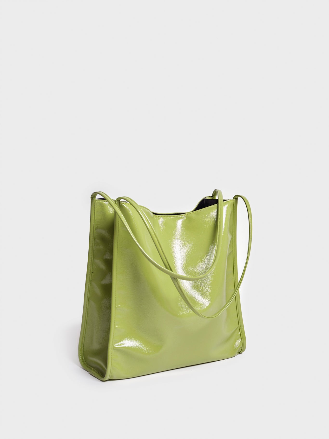 Lime green high shine PVC tote bag