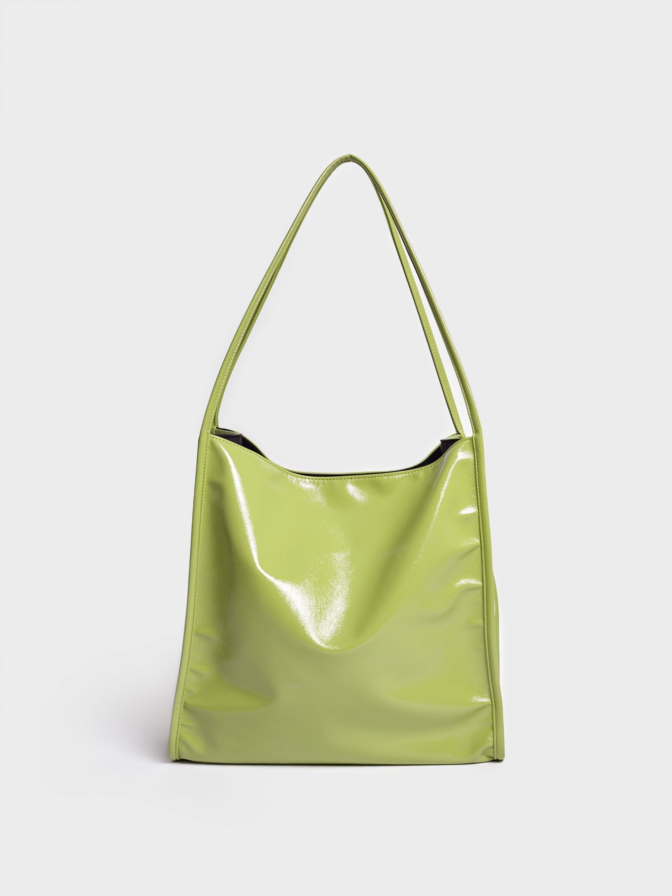 Lime green high shine PVC tote bag