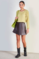 Lime green textured puff long sleeve top_2