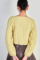 Lime green textured puff long sleeve top_3