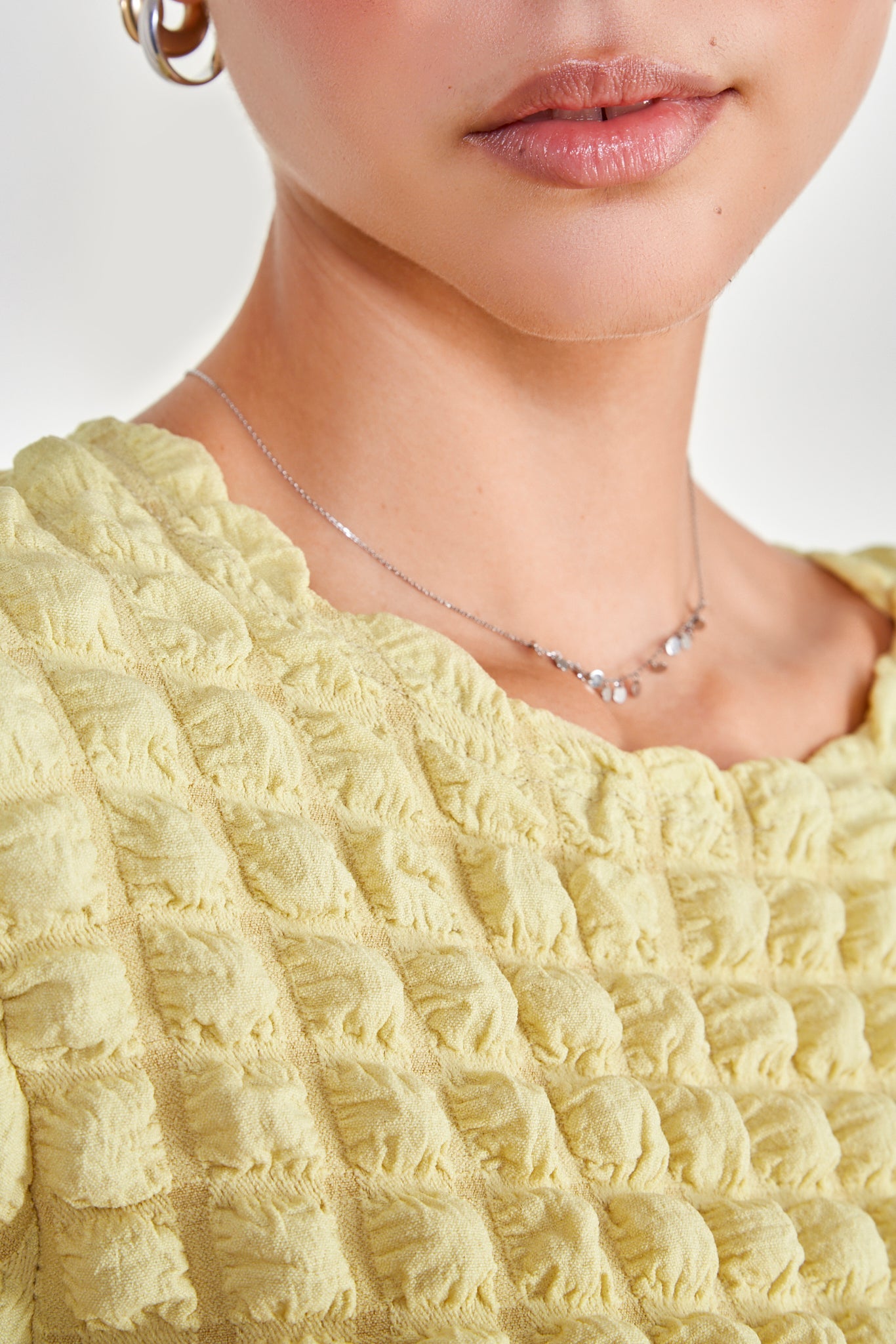 Lime green textured puff long sleeve top_4