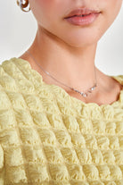 Lime green textured puff long sleeve top_4