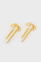 Matte gold ribbon drop earrings_1