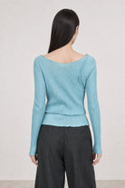 Mid blue ribbed double layer top_2