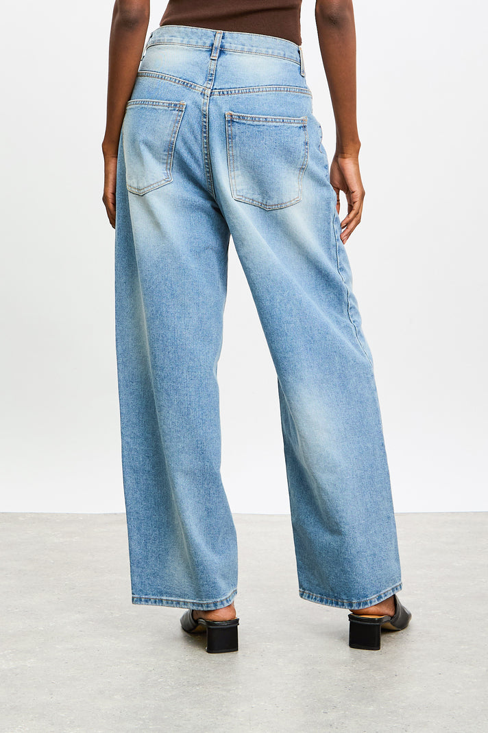 Mid blue washed slouchy wide leg jeans_2