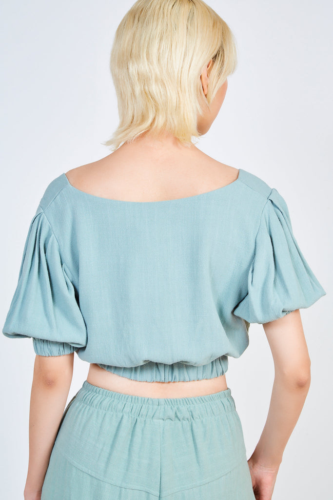 Mint ruched waist short sleeved top_2