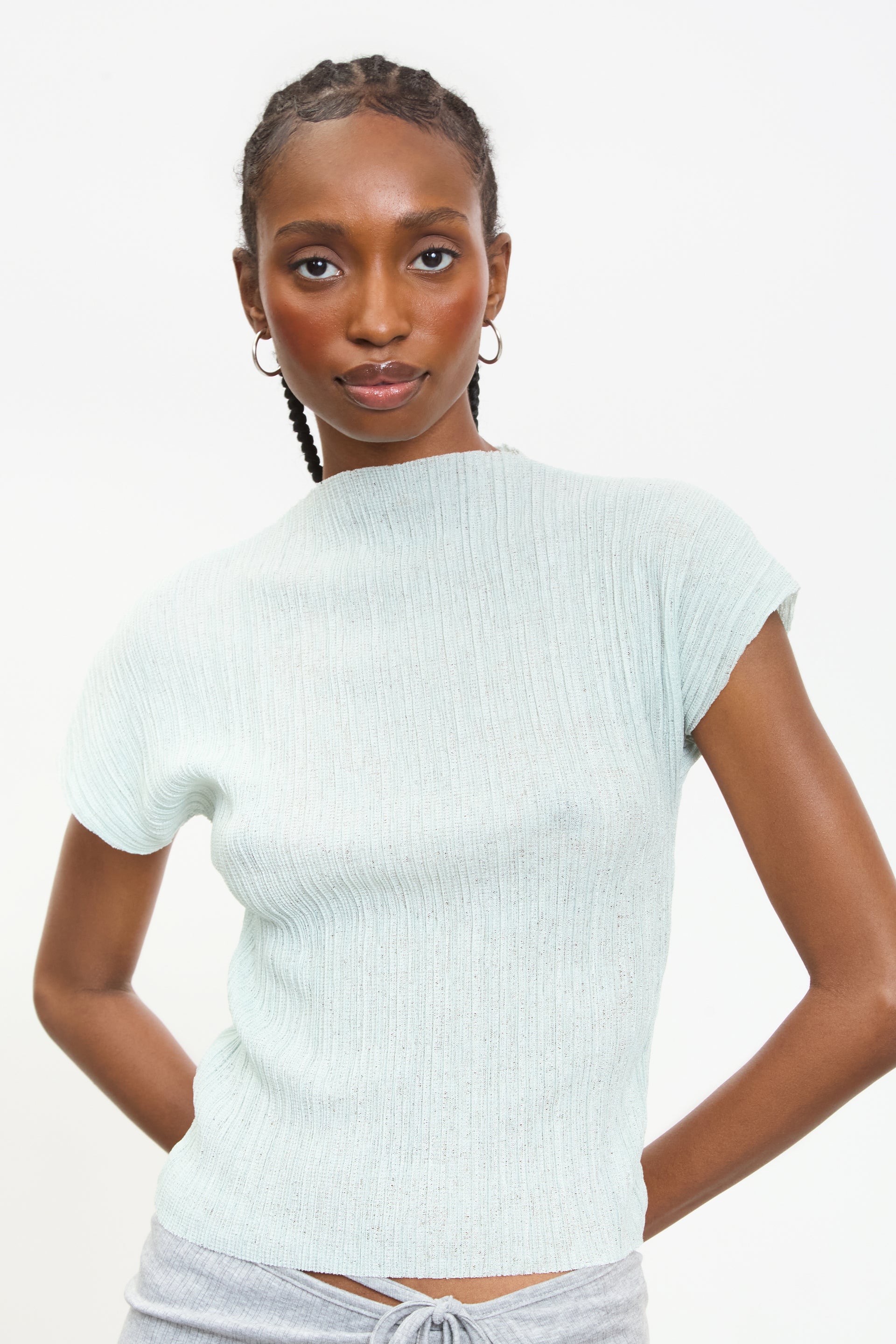 Miniklub Girls' Soft Cotton Short Sleeve Top - Comfy Round Neck Tee In Mint Green