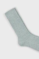 Mint green ribbed alpaca blend socks_2