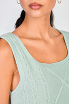 Mint green square neck cableknit tank_3