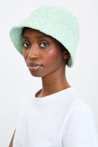 Mint green textured slim profile bucket hat_6