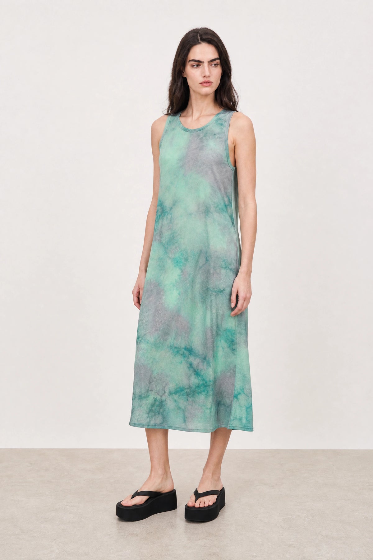 mint green tank dress tie dye semi sheer Tie dye