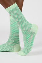 Mint green two tone waffle socks_1
