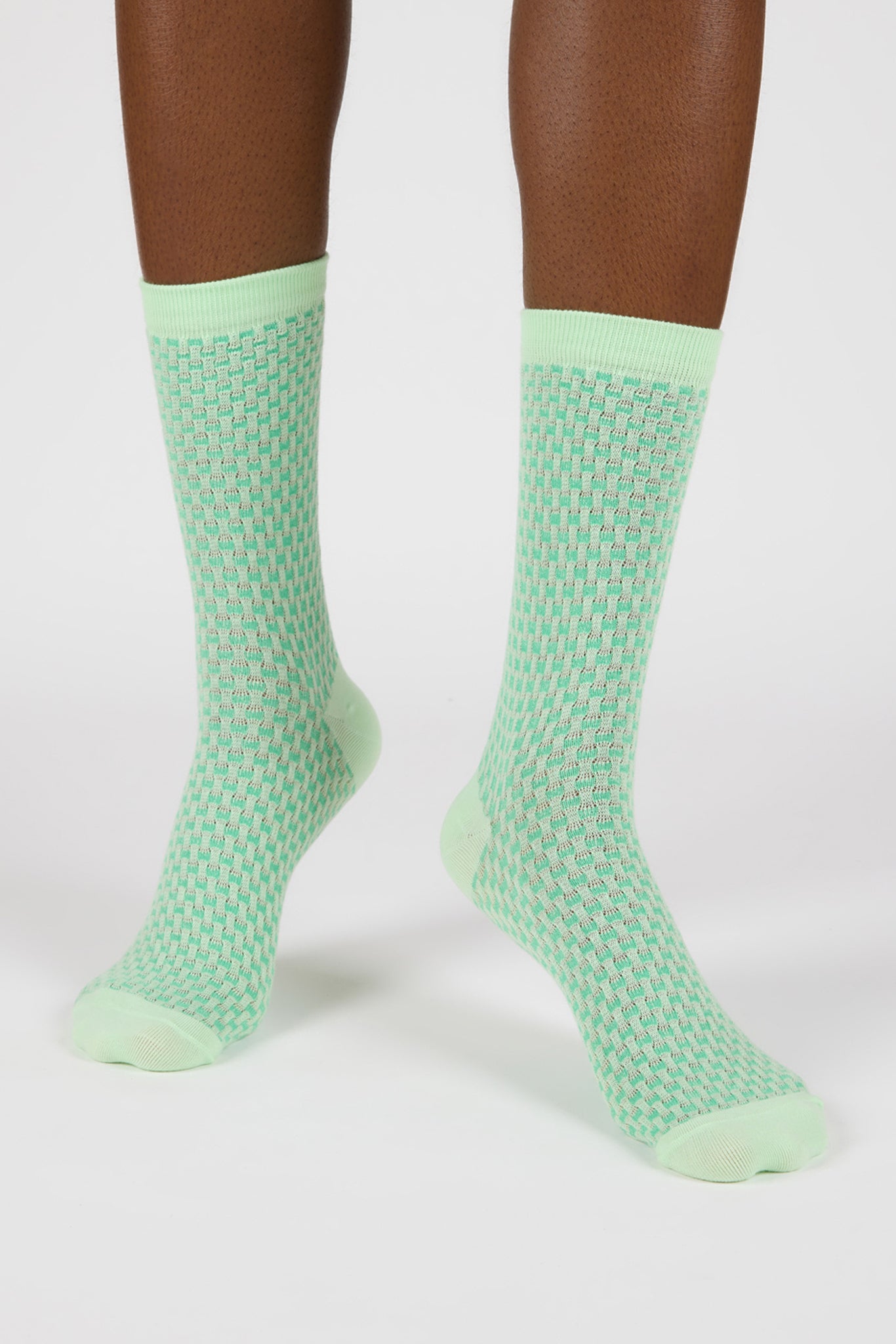 Mint green two tone waffle socks_2