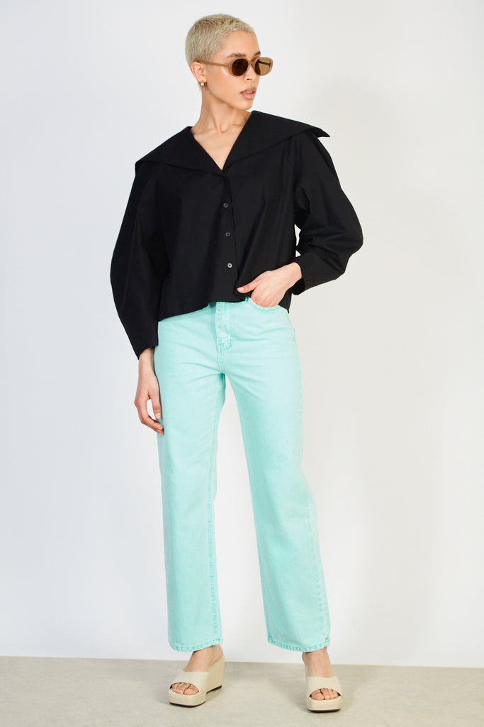 Mint green wide leg jeans_4