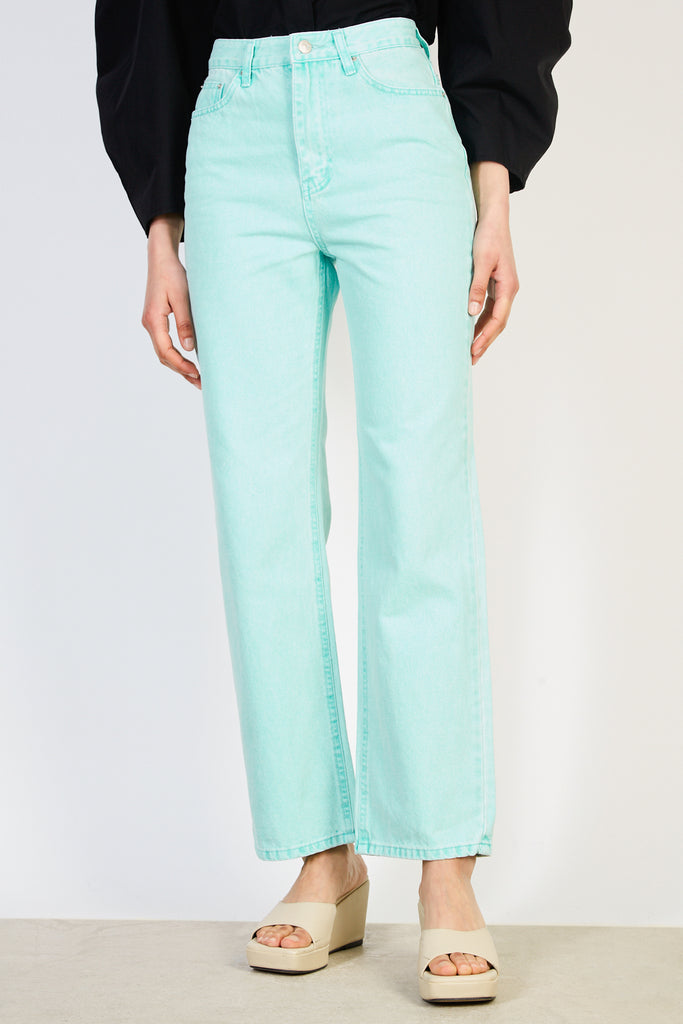 Mint green wide leg jeans_1