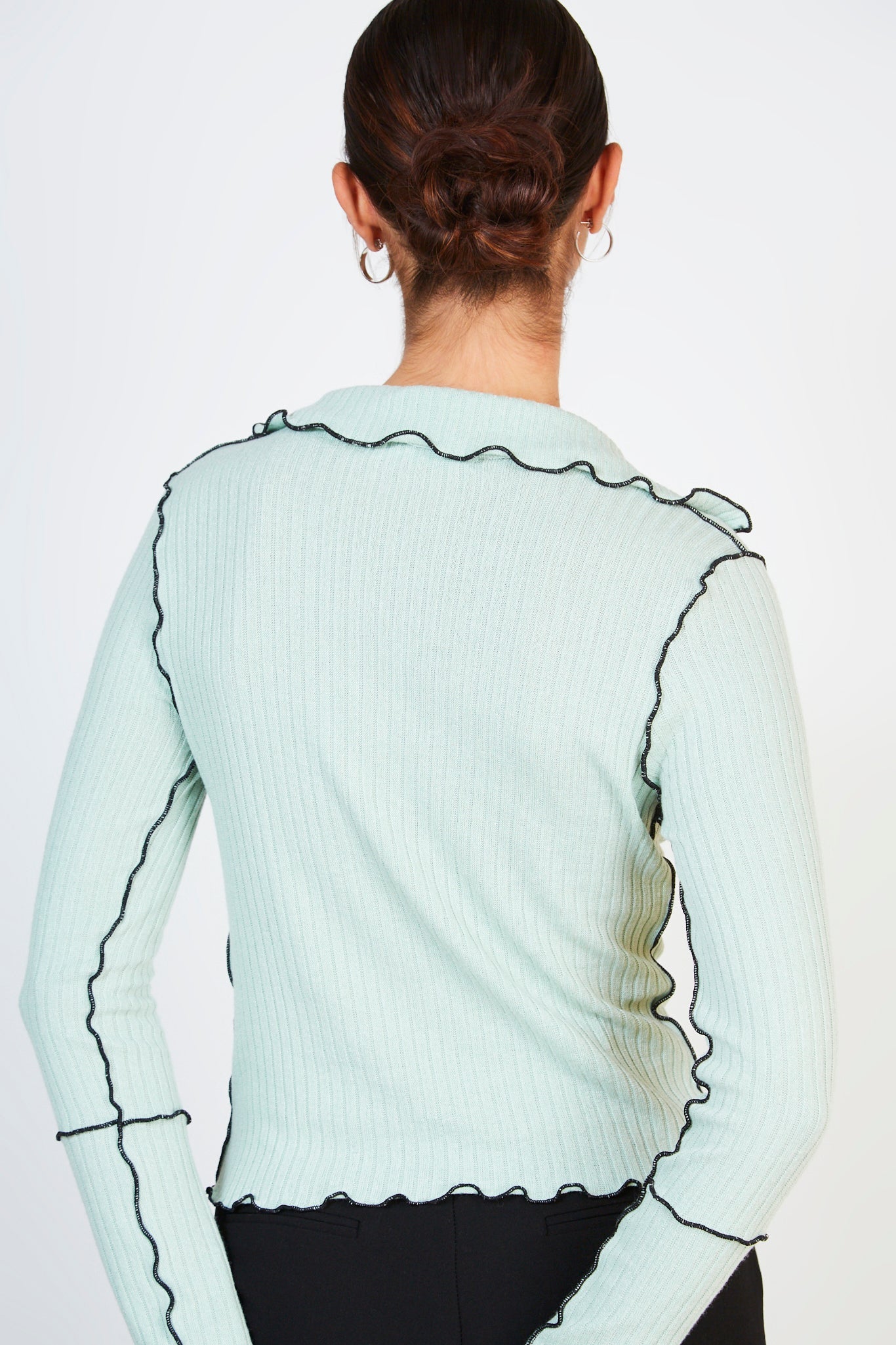 Mint green and black trim collar top Glassworks London