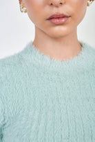 Mint green fluffy knit tee_4