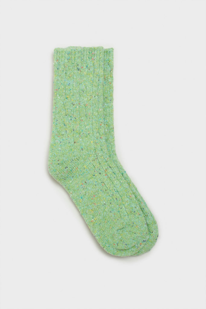 Mint green rainbow fleck thick socks_1
