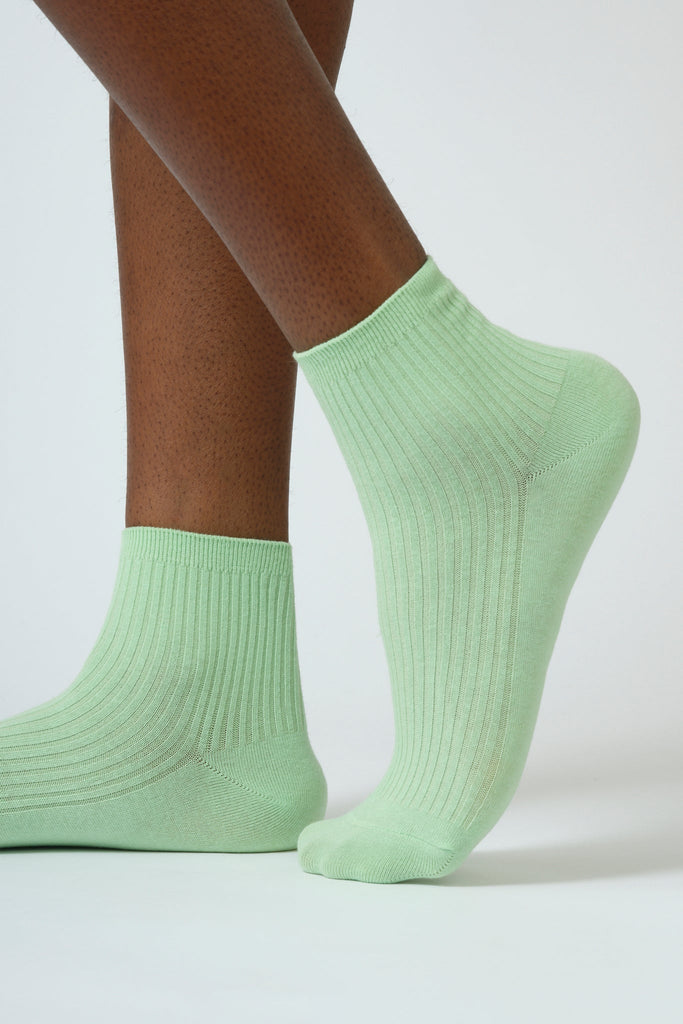 Mint green short cotton blend socks_1