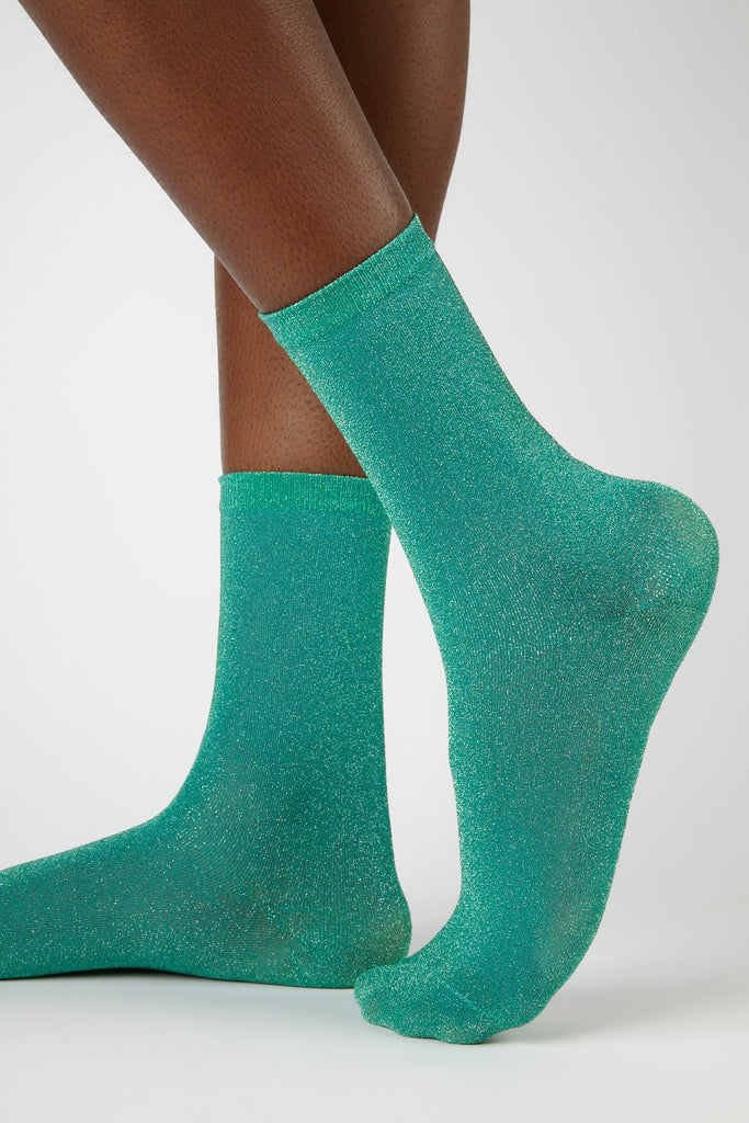 Mint green smooth glitter socks_1
