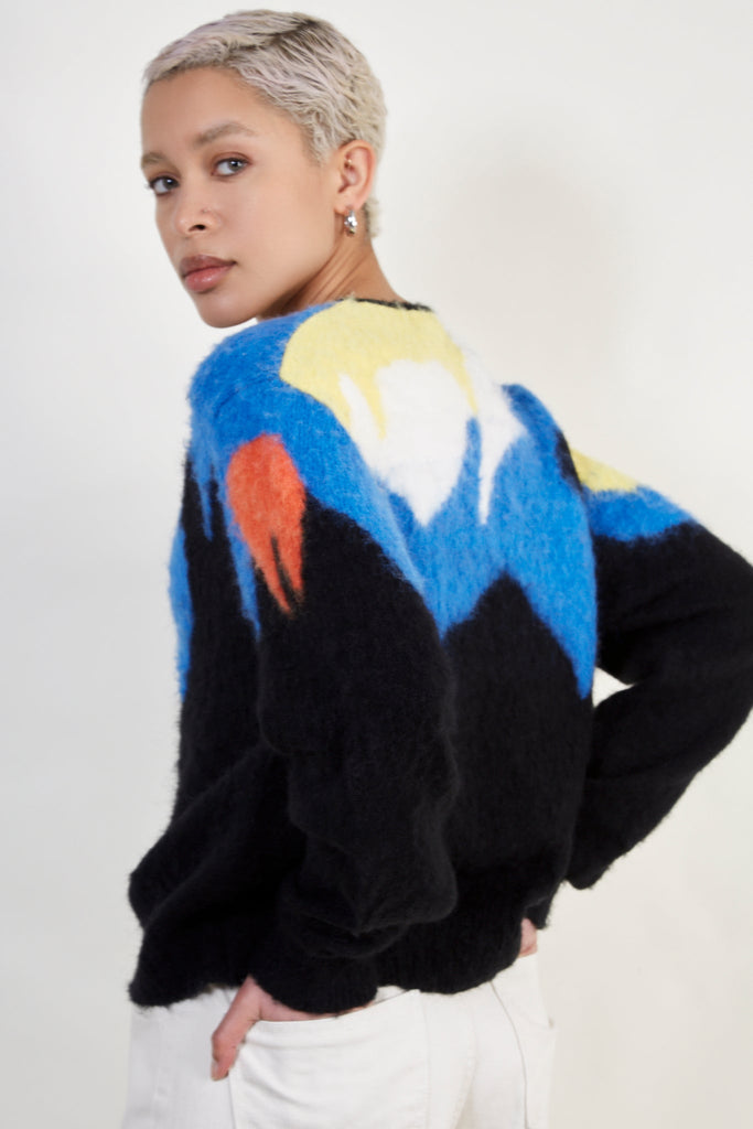 Multicolour abstract intarsia wool blend cardigan_2