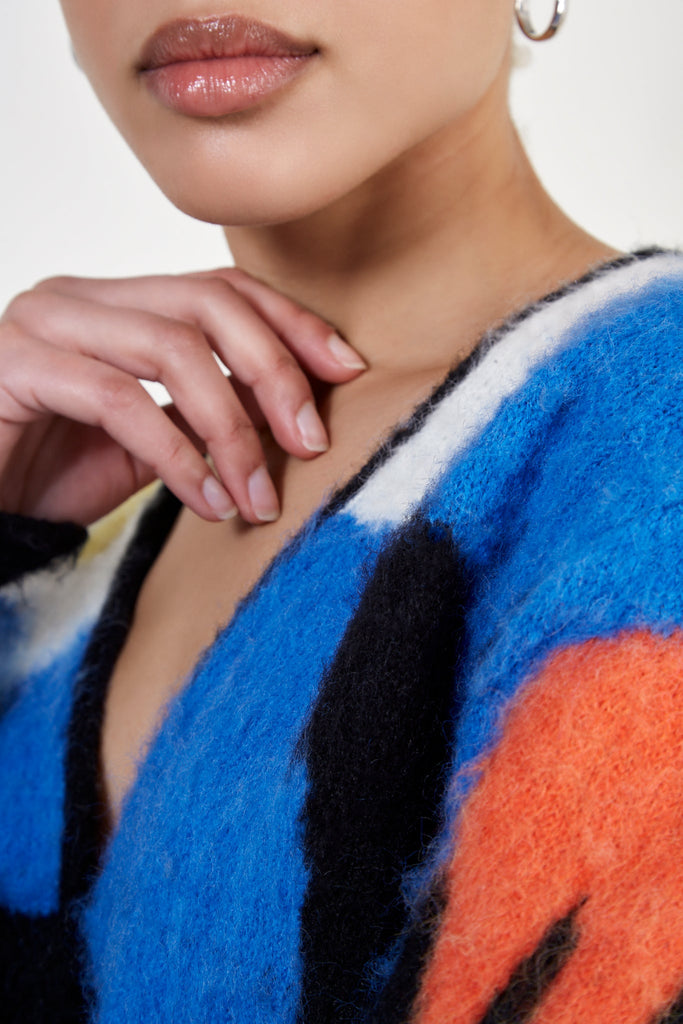 Multicolour abstract intarsia wool blend cardigan_3