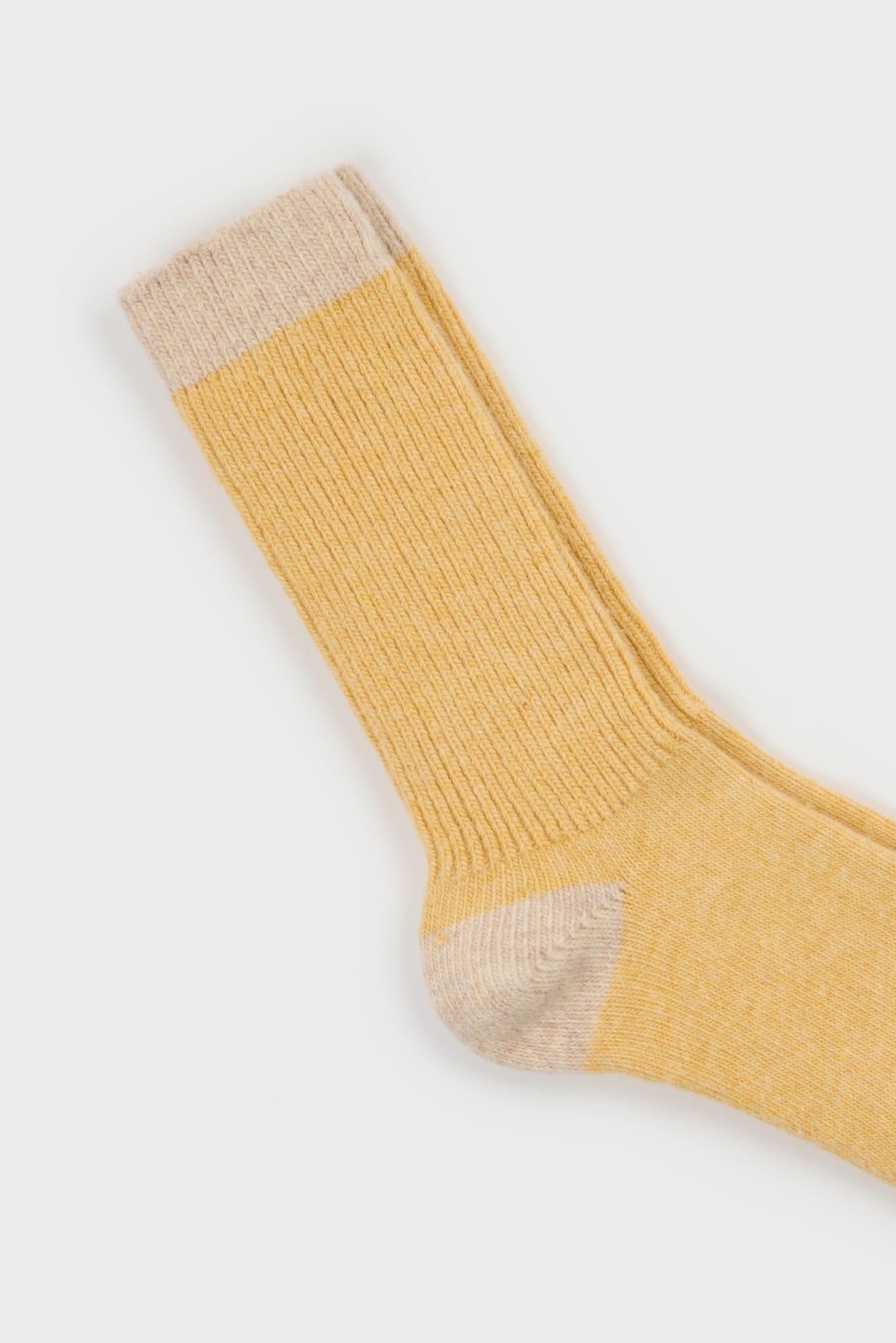 Mustard and ivory contrast trim cashmere blend socks_2