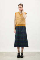 Mustard and ivory intarsia dots sweater vest_4