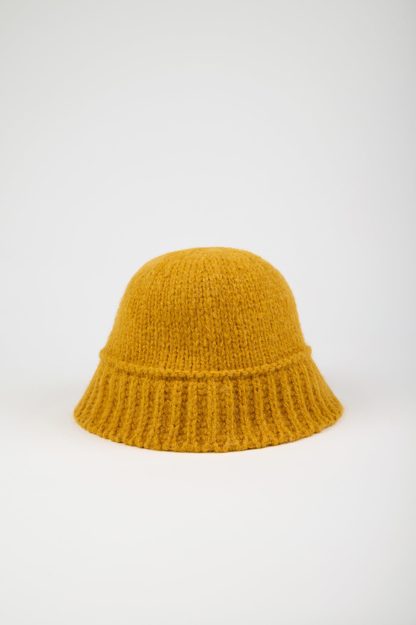 Mustard knit ribbed trim bucket hat