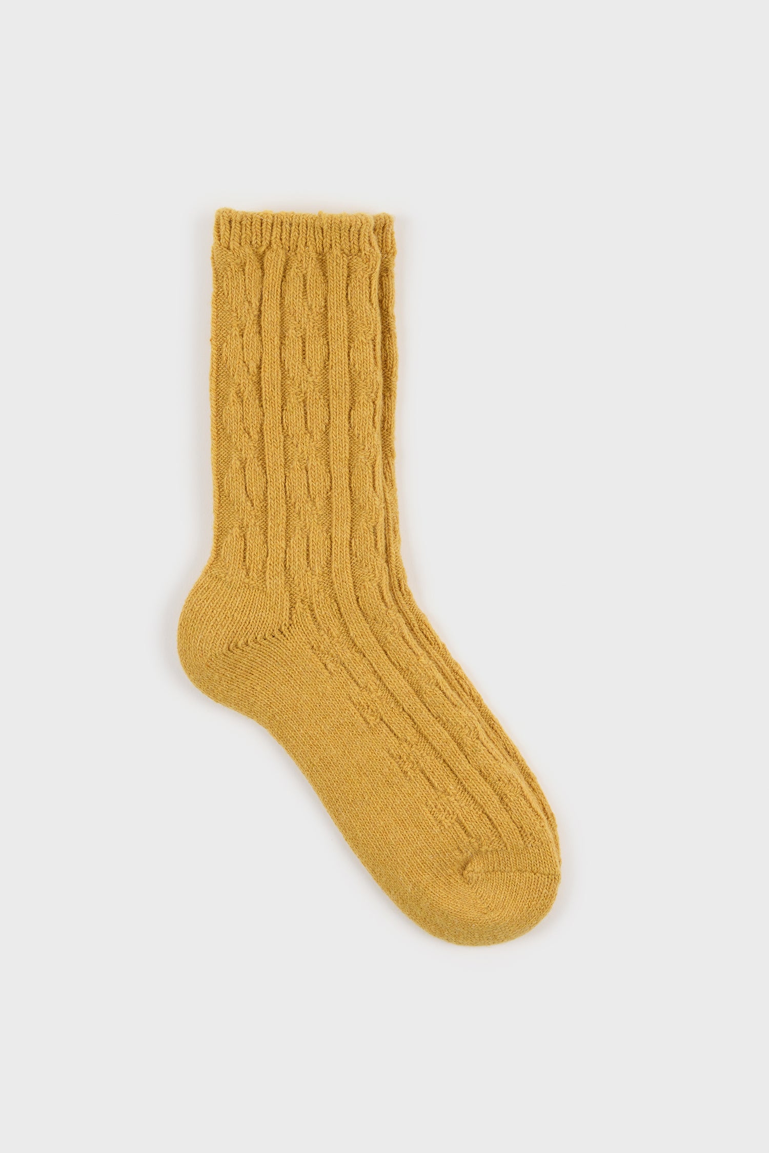 Mustard wool blend ribbed socks_1