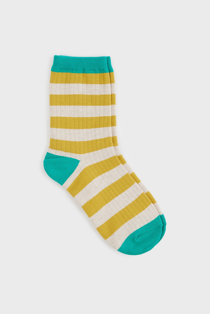 Mustard beige and teal striped socks_2