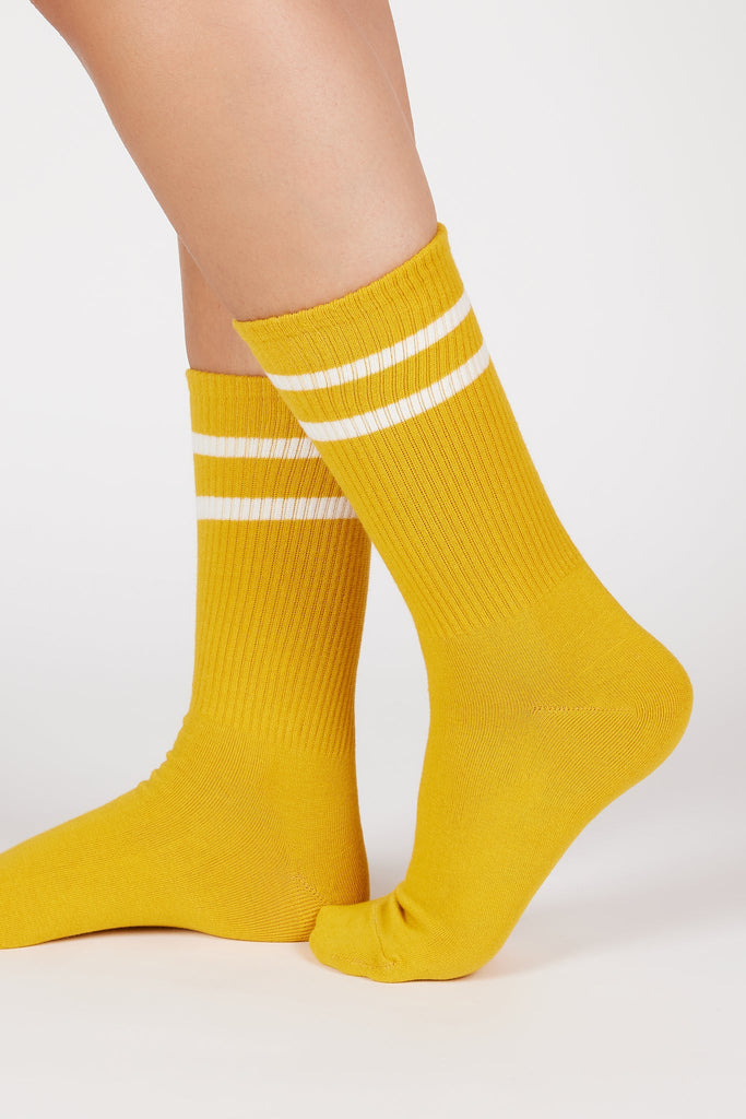 Mustard double varsity stripe socks_1