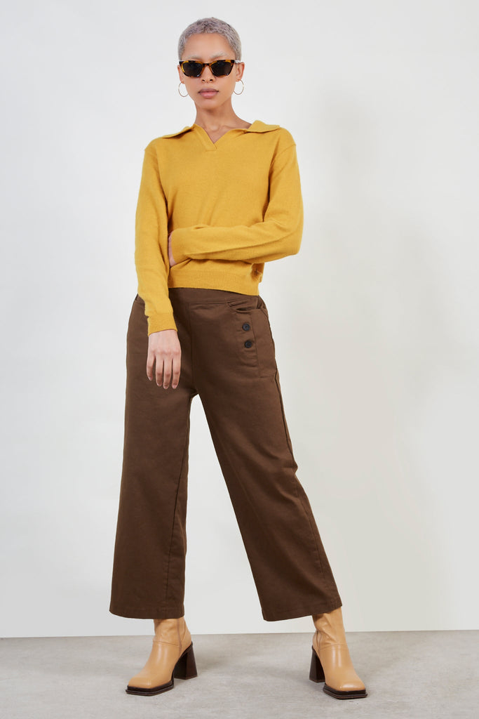 Mustard polo knit top_3