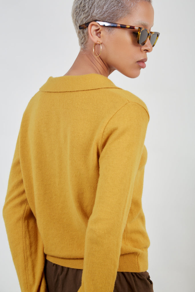Mustard polo knit top_5