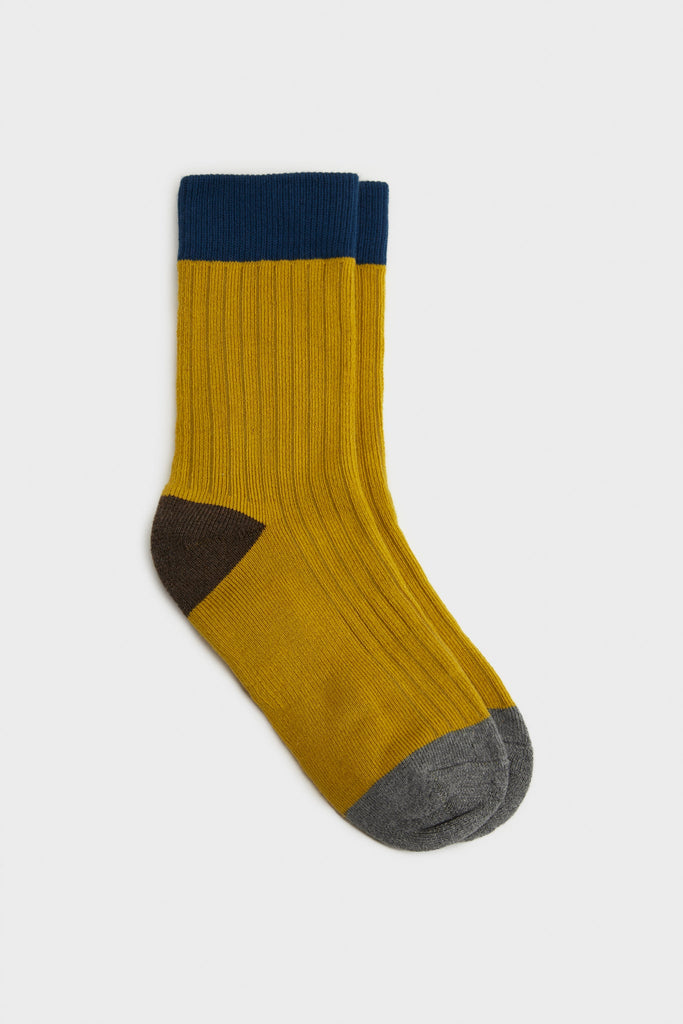 Mustard tricolour ribbed socks_1