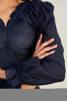 Navy and black polka dot blouse_4
