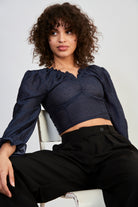 Navy and black polka dot blouse_6