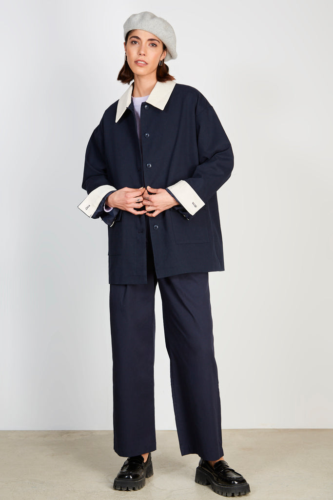 Navy and ivory contrast collar parka_6