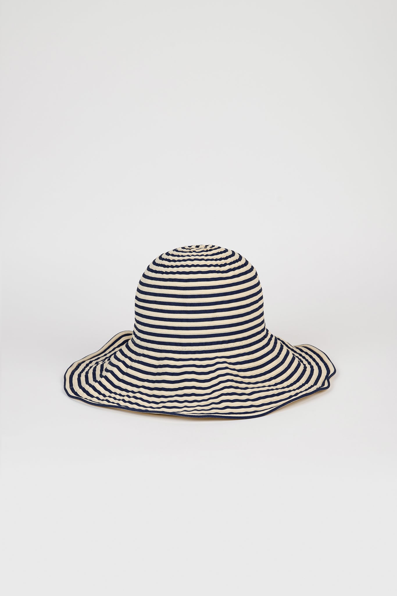 Navy and ivory striped wide brim sun hat_1