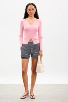 Navy and white striped terrycloth shorts_4